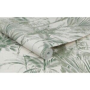 Sublime  Jungle Texture Green White Vinyl Wallpaper 1 Roll 56 sq. ft NEW Sealed